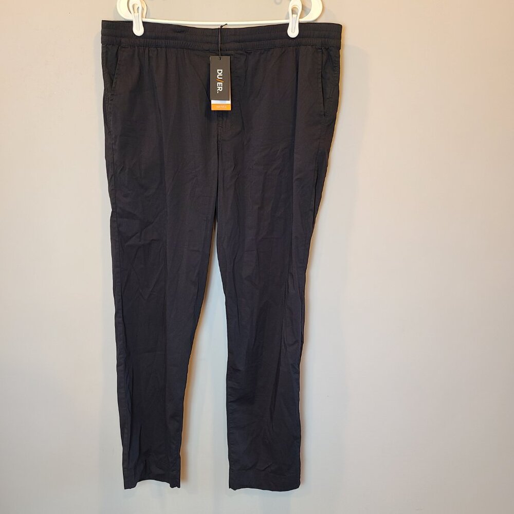 Duer Tech Poplin Rove Pant Mens Extra Large Black Athletic Taper NWT